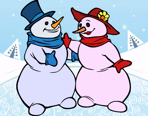 Pareja de muñecos de nieve