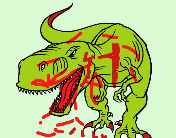 tyrannosaurus rex enfadado lleno de sangre