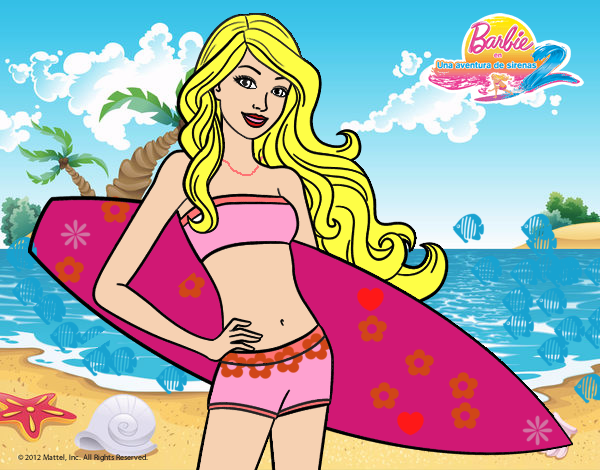 Barbie con tabla de surf