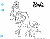 Barbie paseando a su mascota