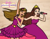 Dibujo Barbie y la princesa cantando pintado por Laurita_04