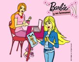 Dibujo Barbie y su hermana merendando pintado por LunaLunita