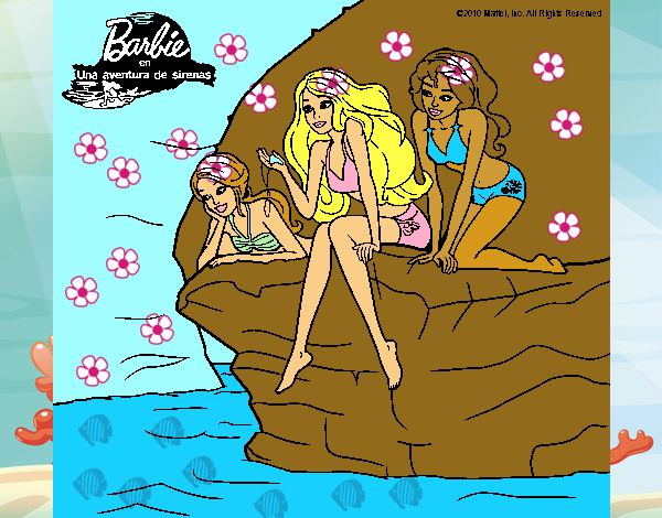 Barbie y sus amigas sentadas