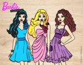 Dibujo Barbie y sus amigas vestidas de fiesta pintado por BFFLOVE