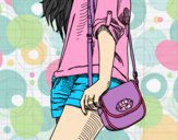 Dibujo Chica con bolso pintado por BFFLOVE