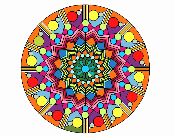 Dibujo Mandala flor con círculos pintado por Linda CL