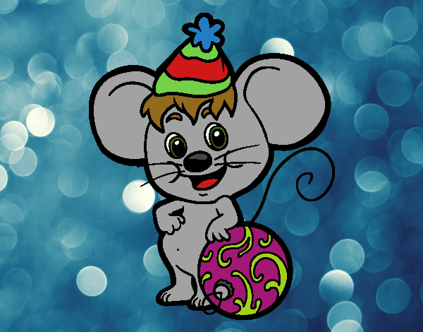 Ratón con Gorro de Navidad