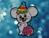 Dibujo Ratón con Gorro de Navidad pintado por queyla
