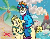 Dibujo Rey Gaspar a caballo pintado por LunaLunita