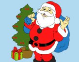 Dibujo Santa Claus y un árbol de navidad pintado por LunaLunita