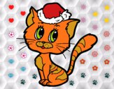 Dibujo Un gato navideño pintado por queyla