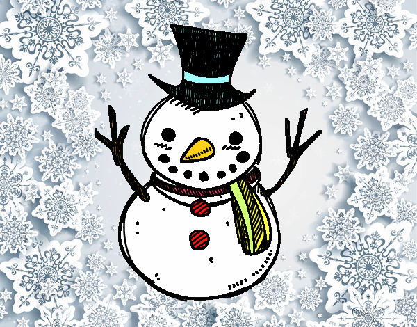 Un muñeco de nieve con sombrero