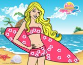 Barbie con tabla de surf