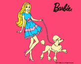 Barbie paseando a su mascota