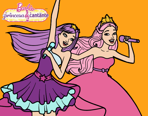 Barbie y la princesa cantando