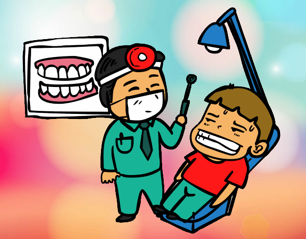 Dibujo Dentista con paciente pintado por AitanaPR