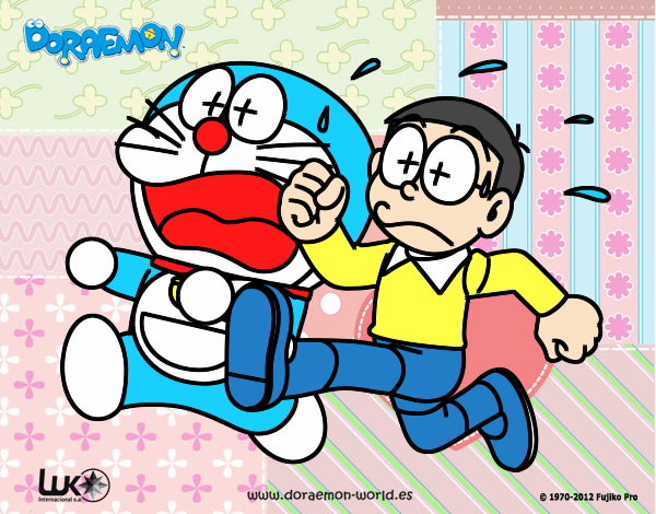 Doraemon y Nobita corriendo