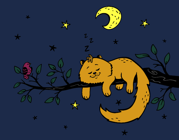 Dibujo El gato y la luna pintado por MariamAmin