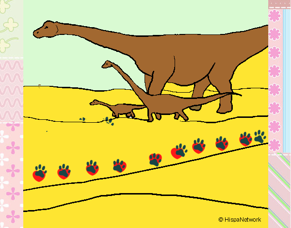 Dibujo Familia de Braquiosaurios pintado por sofisa