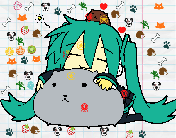 Miku con gatitos