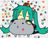 Dibujo Miku con gatitos pintado por sirs