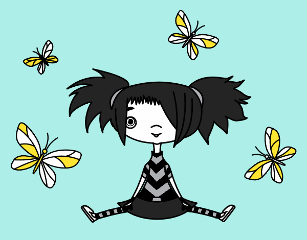 Niña con mariposas