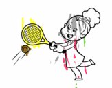 Niña jugando a tenis