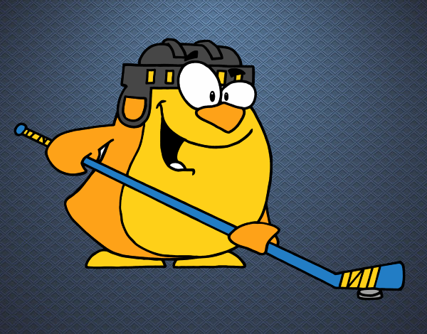 Pingüino jugando a hockey