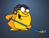 Pingüino jugando a hockey