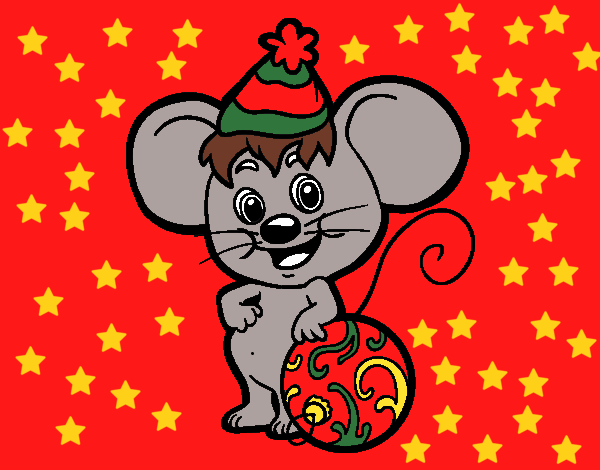 Ratón con Gorro de Navidad