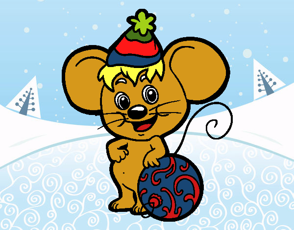 Ratón con Gorro de Navidad