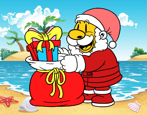 Santa Claus ofreciendo regalos