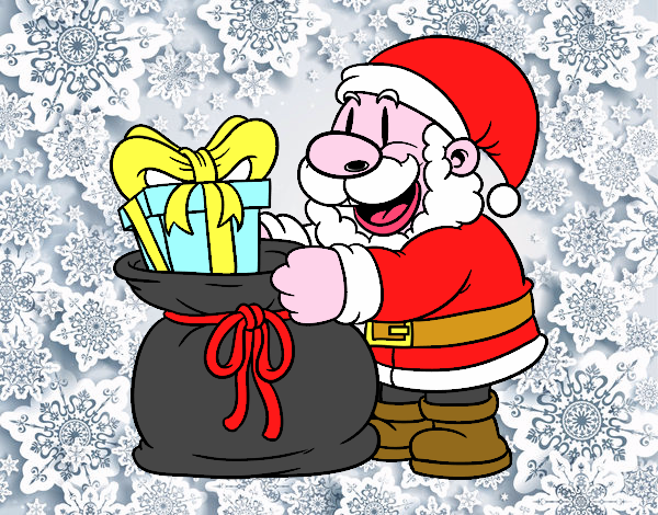 Santa Claus ofreciendo regalos