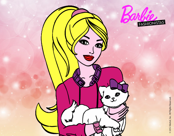 Dibujo De Barbie Con Su Linda Gatita Pintado Por Kjdfshiudf En Dibujos