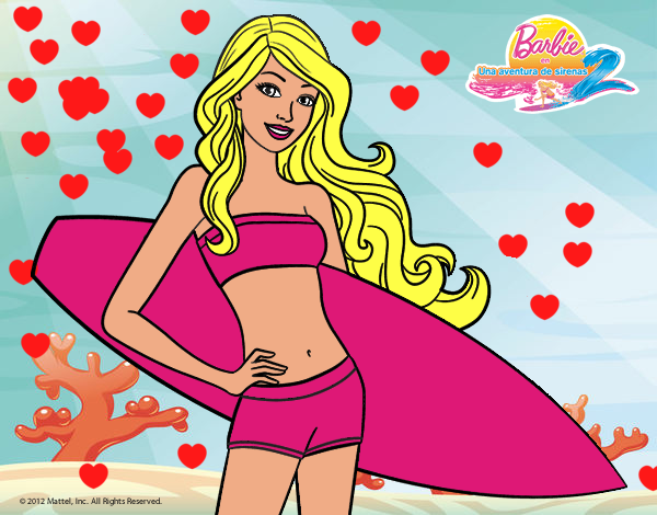 Barbie con tabla de surf