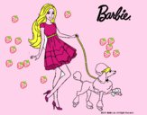 Barbie paseando a su mascota