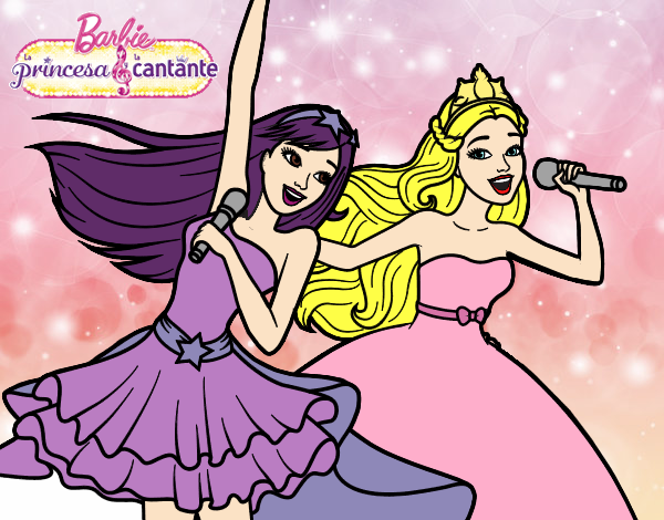 Barbie y la princesa cantando