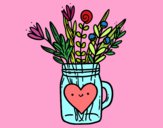Dibujo Bote con flores silvestres y un corazón pintado por melinao