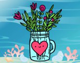 Dibujo Bote con flores silvestres y un corazón pintado por psa123