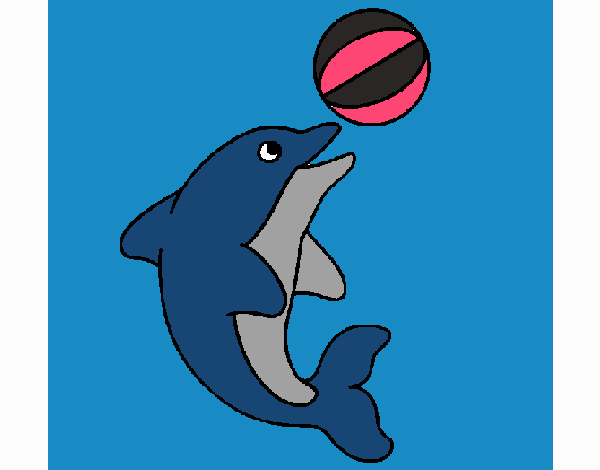 Dibujo Delfín jugando con una pelota pintado por luldech
