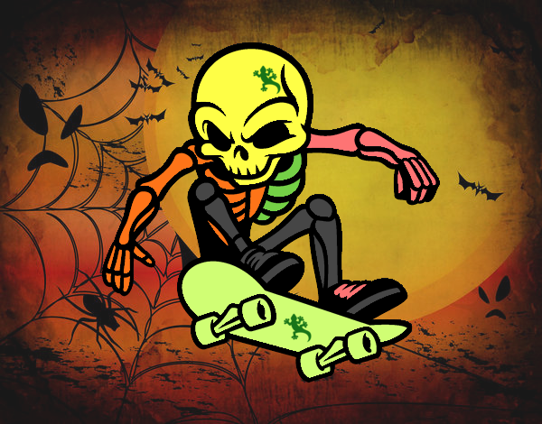 esqueleto en patineta de ever stiven