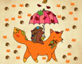 Dibujo Los animales y el otoño pintado por lucia26