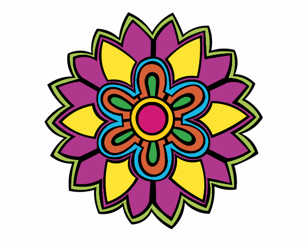 Dibujo Mándala con forma de flor weiss pintado por LULA1096