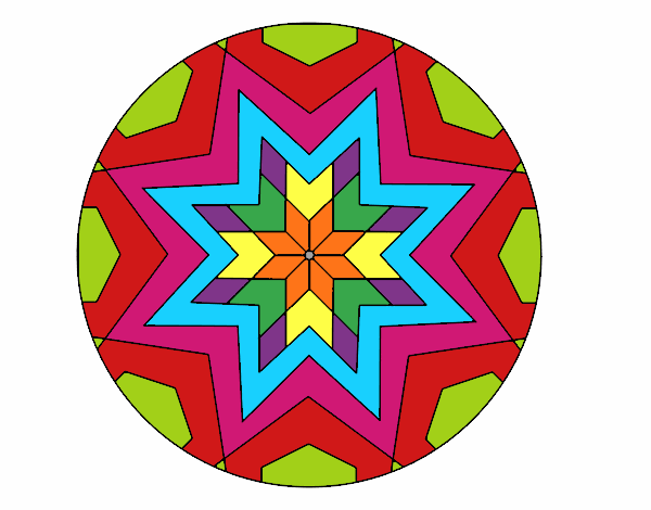Dibujo Mandala mosaico estrella pintado por murano
