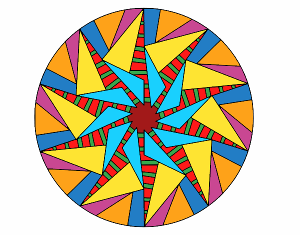 Dibujo Mandala sol triangular pintado por LULA1096