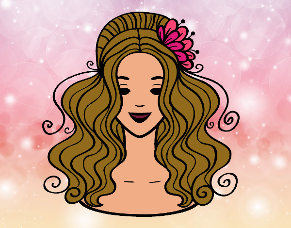 peinado recogido con hermosas flores rosas 