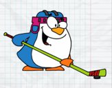 Pingüino jugando a hockey