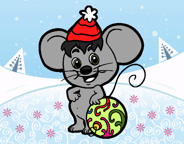 Ratón con Gorro de Navidad