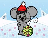 Dibujo Ratón con Gorro de Navidad pintado por LunaLunita