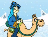Dibujo Rey Melchor en camello pintado por LunaLunita